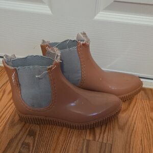 Blush Pink Rubber Ankle Boots